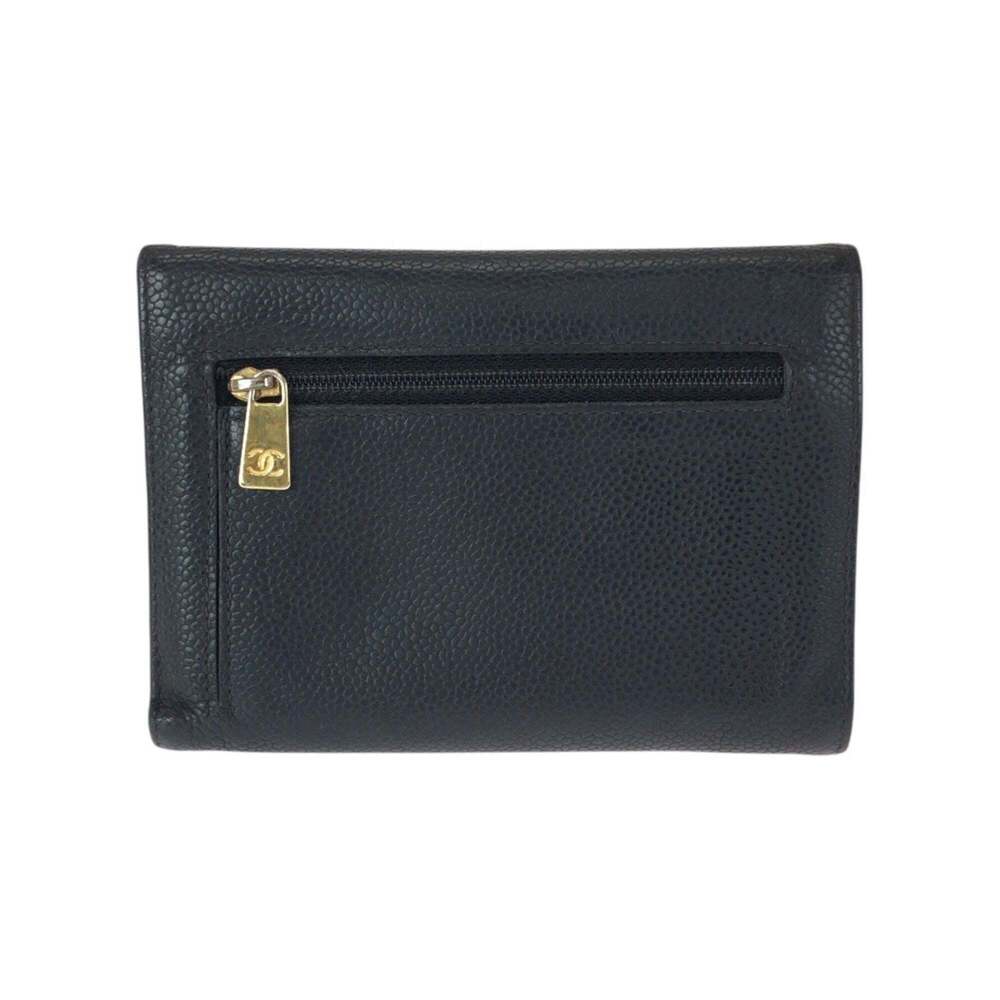 CHANEL Vintage Black Caviar Leather Logo Wallet - Picture 2 of 10